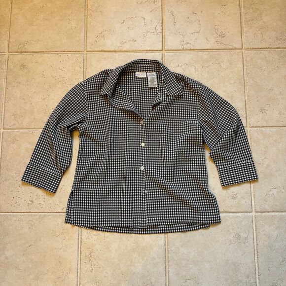 White Stag Tops - White Stag Vintage Y2K Black & White Gingham Seersucker 3/4 Sleeve Shirt Size S